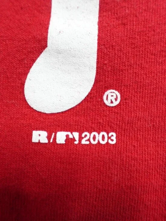Vintage Phillies Shirt XL Red Russell Athletic 2003 Philadelphia - Picture 3 of 7